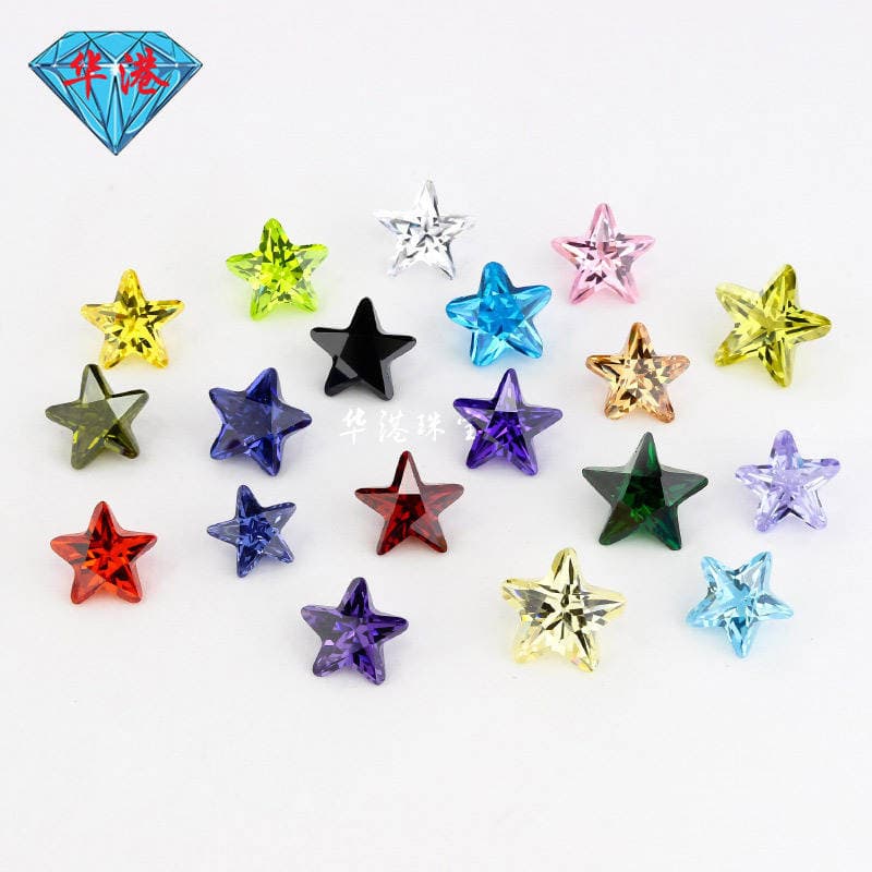 Huagang gem five-pointed star zircon bare stone ring surface wholesale white color artificial CZ white stone main stone AAA 5