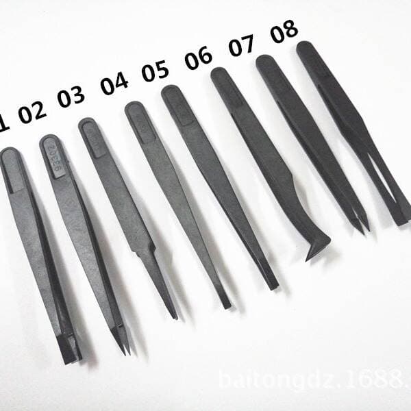 93301/2/3/4/5/6/7/8 elastic carbon fiber antistatic purification plastic antistatic tweezers plastic