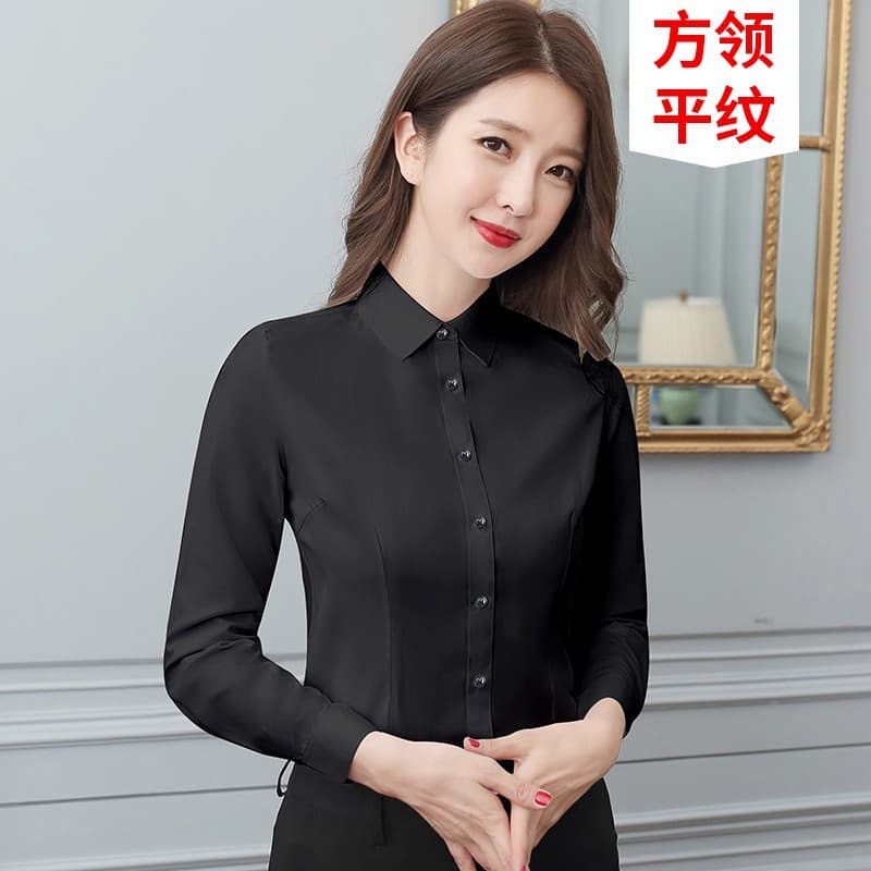 [square collar] black long sleeve