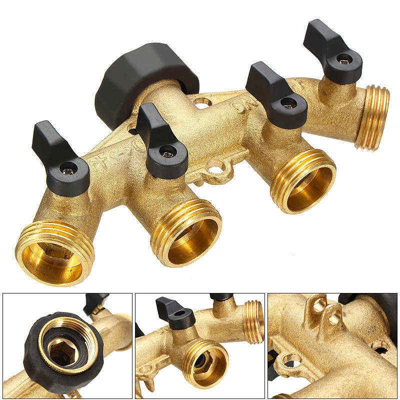 Copper 4-way ball valve water separator garden watering agricultural irrigation family car wash faucet one-way four-way diverter 3