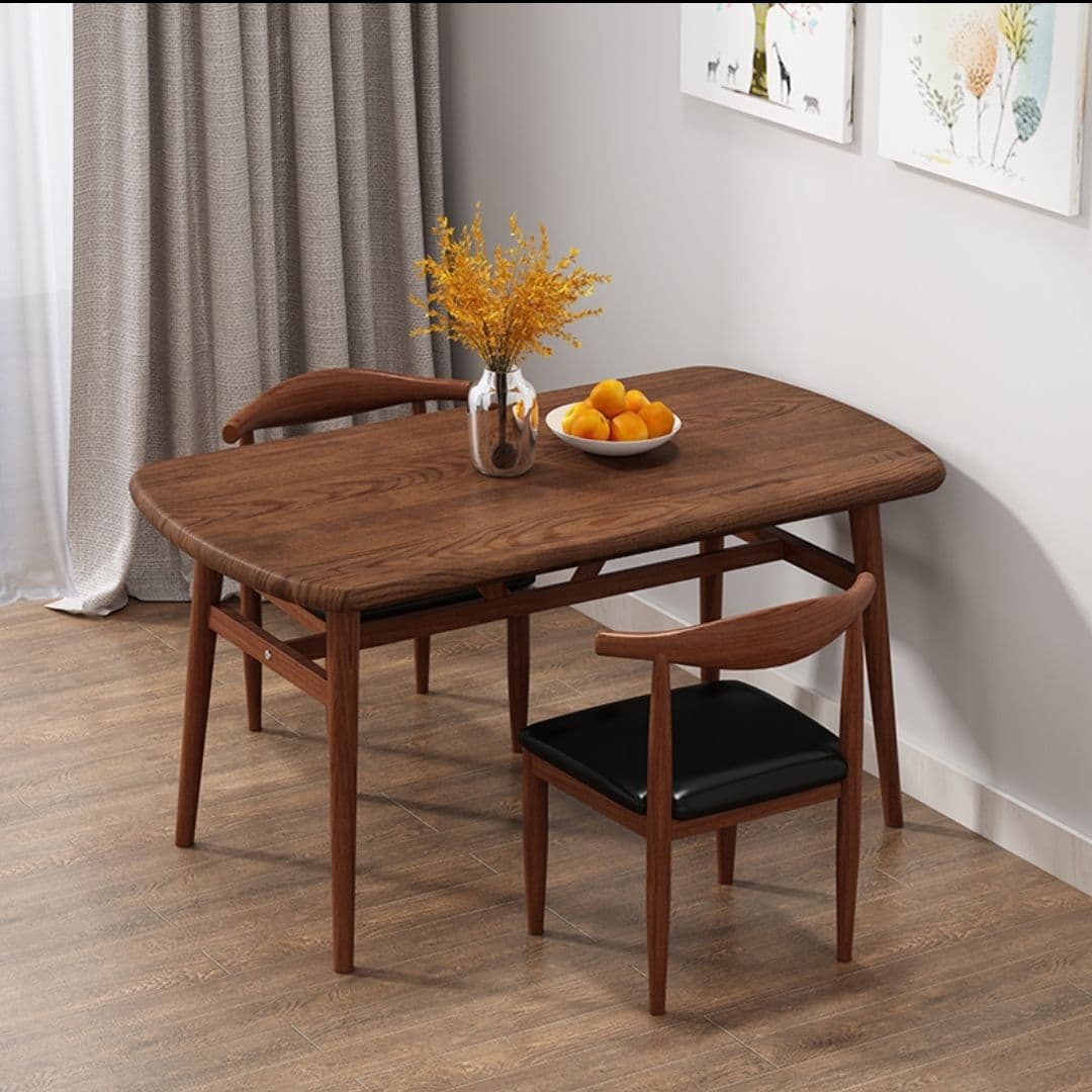 60*120cm walnut k table (one table and two chairs)