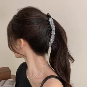 7# white full diamond banana clip 13.5cm