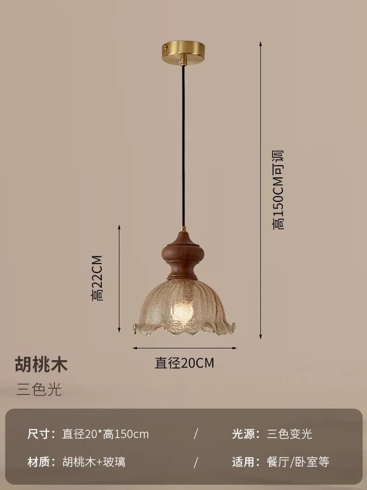Single head ice crack-walnut color+copper color-three-color light-chandelier