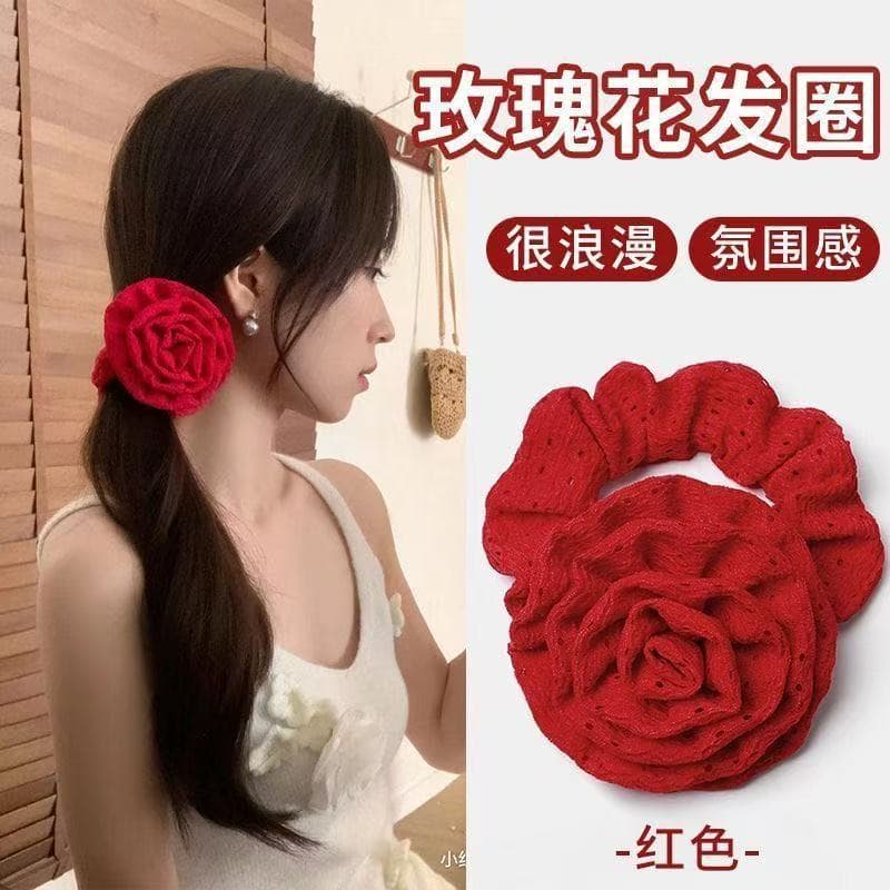 6021 rose hair tie-red