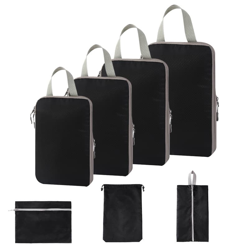 Four-piece set without mesh black + drawstring pocket + flat pocket + shoe bag