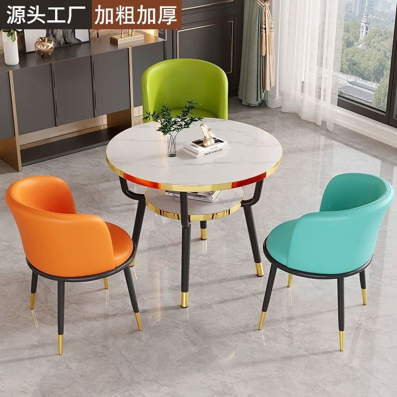 [one table and three chairs] warm white double-layer table 70cm + 3 chairs in any color