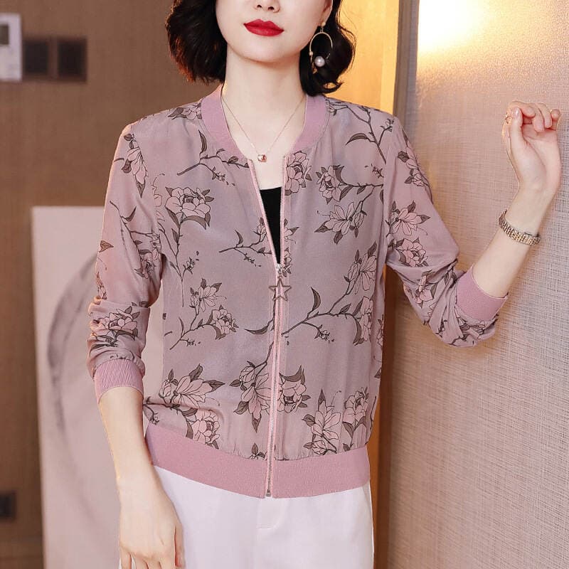 Chiffon Short Jacket Women's Long Sleeve Spring and Autumn 2021 New Loose Cardigan Jacket Sun Protection Zipper Top Summer 3