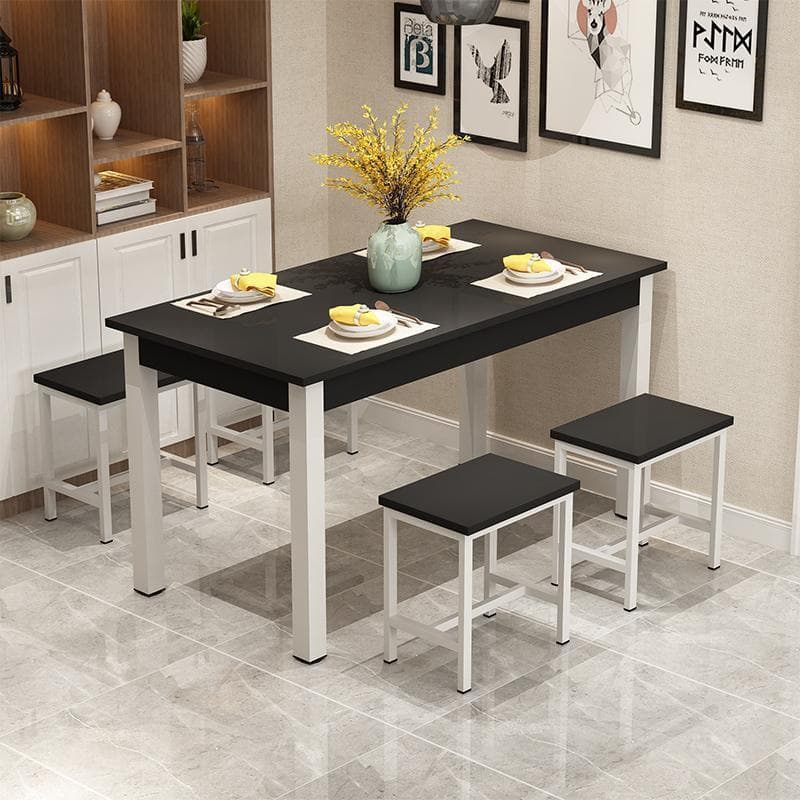 120*60 with four stools black + white frame