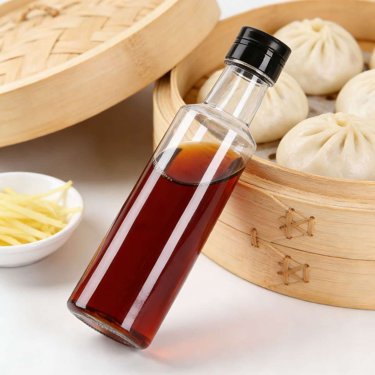 250 ml qida dərəcəli dəyirmi plastik şüşələr (yağ, sirkə, soya sousu üçün), möhürlənmiş və sızdırmaz 3