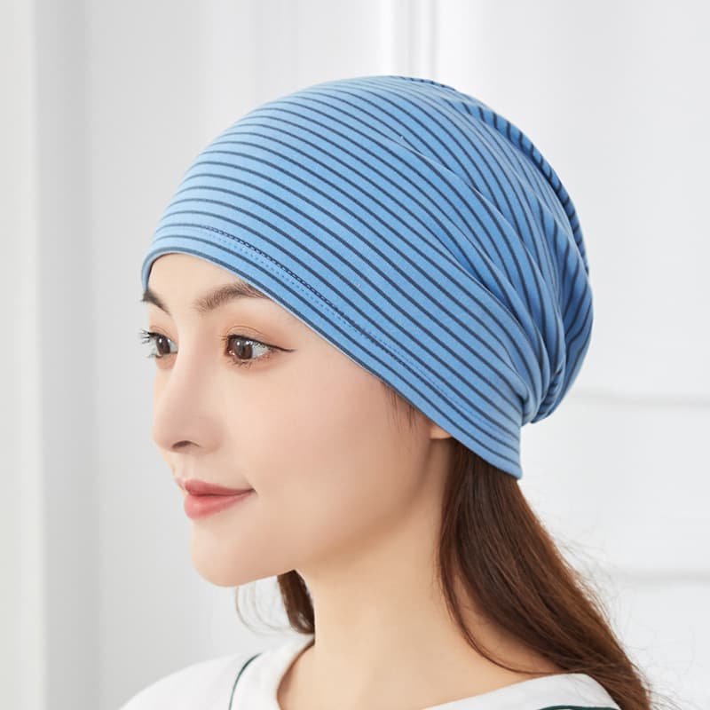 De Velvet Blue Strip Moon Hat