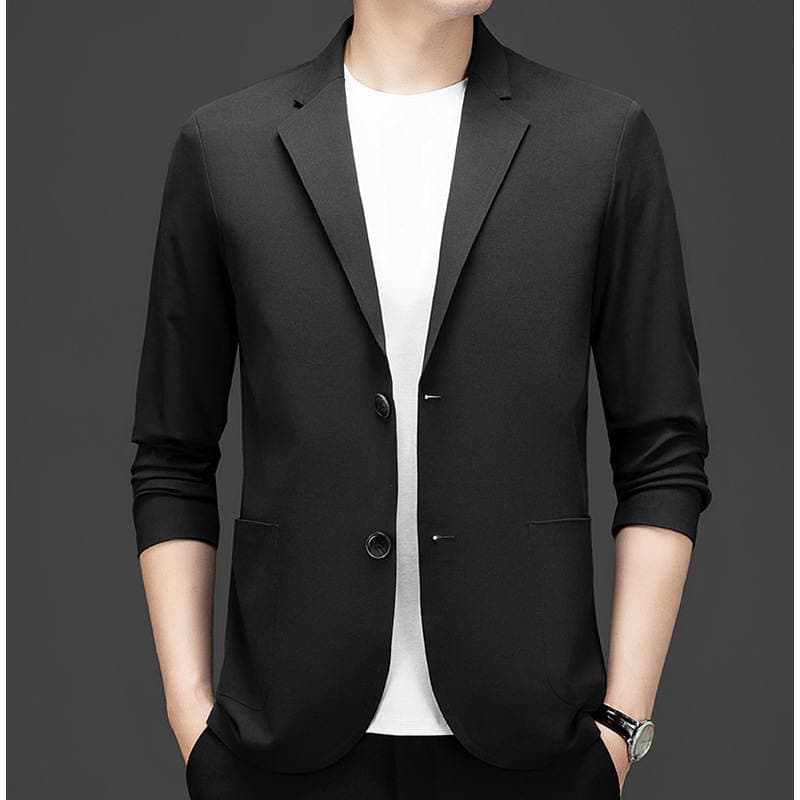 New Men's Suits for Spring and Autumn, Fashionable Casual Solid Color Ice Silk Seamless Jackets for Young and Middle-Aged Men, Versatile and Stylish Suits 3