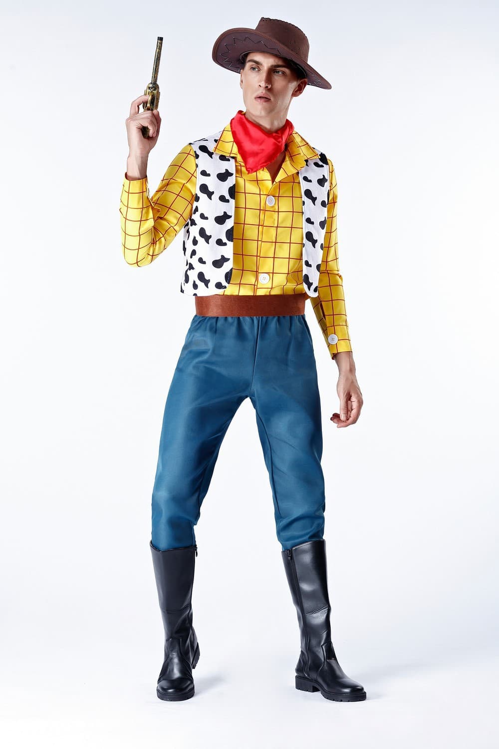 2007 men's [cowboy hat + scarf + top + vest + pants + belt]