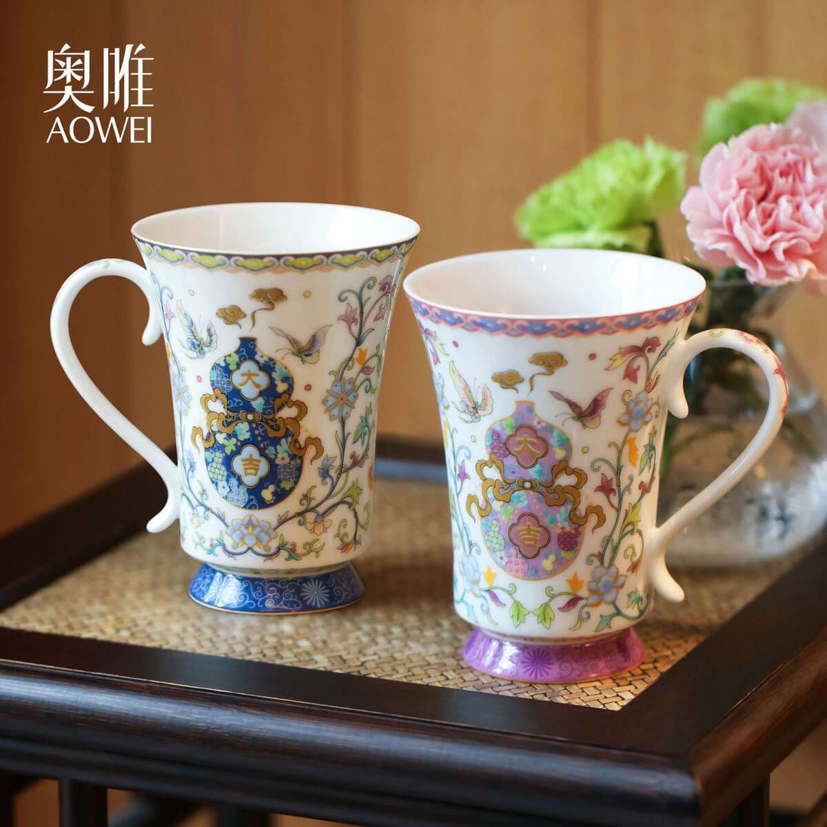 Jingdezhen yüksək keyfiyyətli ağ çini usta fincanı, qadınlar üçün yeni Çin üslublu dəbdəbəli içki fincanı, cütlüklər üçün qəhvə fincanı. 1