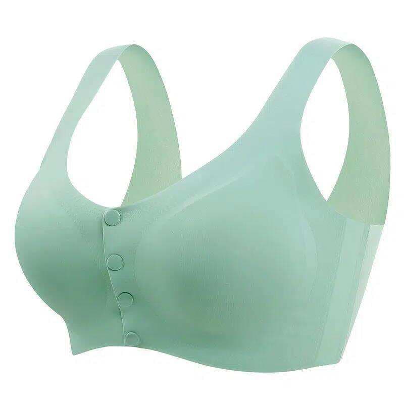 Mother's underwear bra middle-aged and elderly women's vest-style front buckle plus size women's seamless thin wireless bra 5