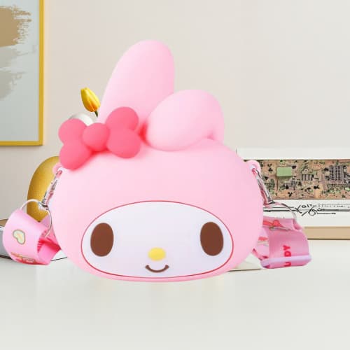 Melody head bow coin purse pink