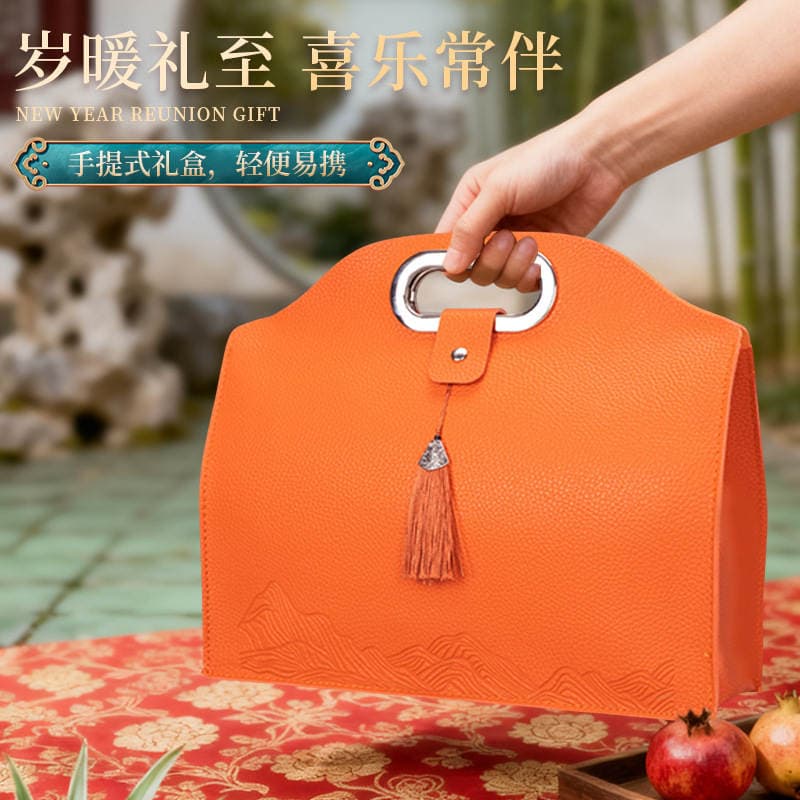 High-End Red Wine Gift Box with Two Empty Bottles, New Year Champagne Box, Manufacturer Supplies Holiday Gift Tote Bag Leather Box 3