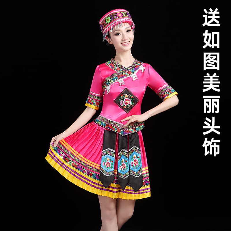 M058 short skirt Rose Red + round headdress