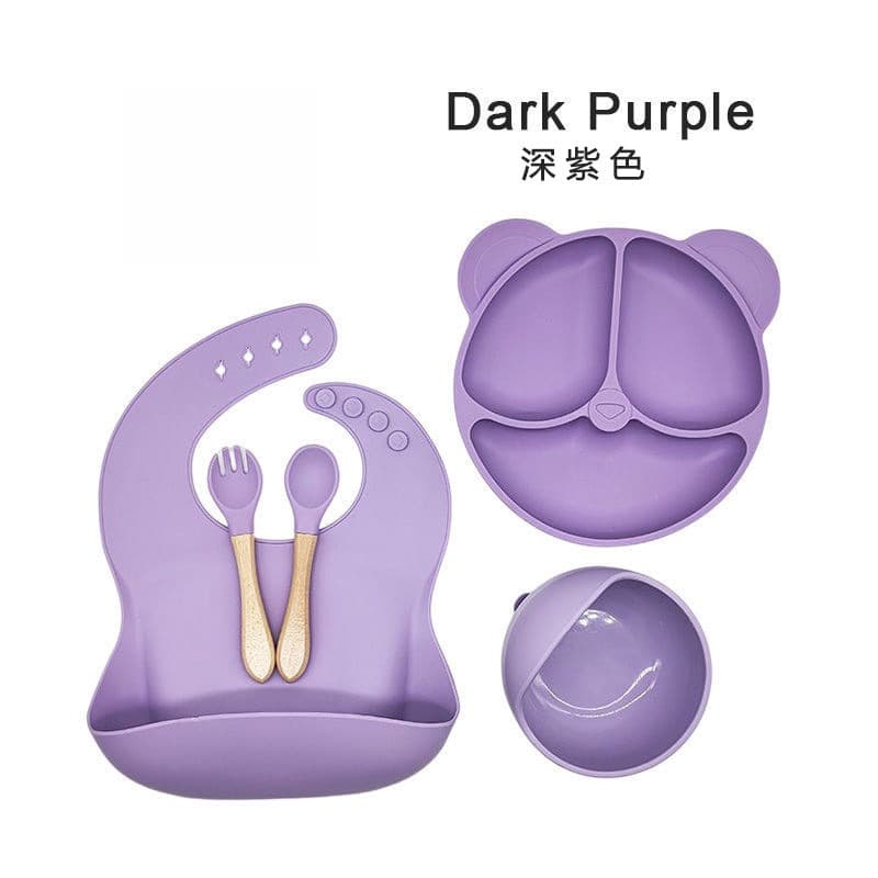 Purple-wooden handle spoon-[five-piece set]