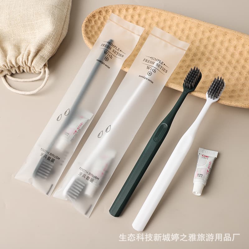 Soft film packaging + small fingerprint toothbrush + toothpaste with lid