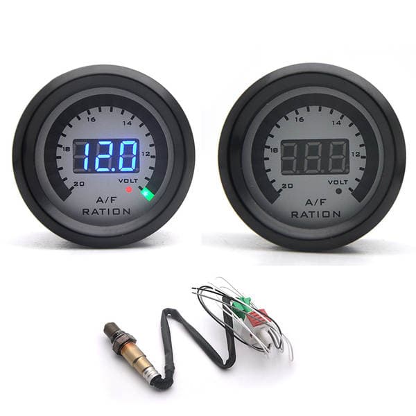 2-inch 52MM white surface digital LED blue light air-fuel ratio meter modified car instrument with oxygen sensor 0-1V