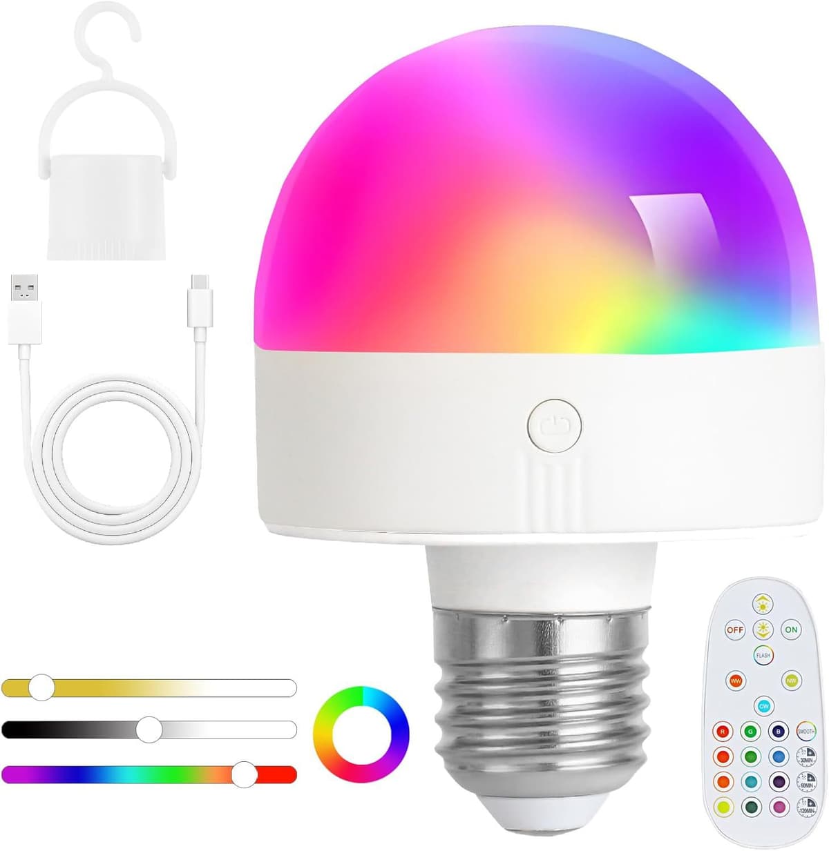 Model b 2500mah three-color rgb+e26 lamp head+remote control