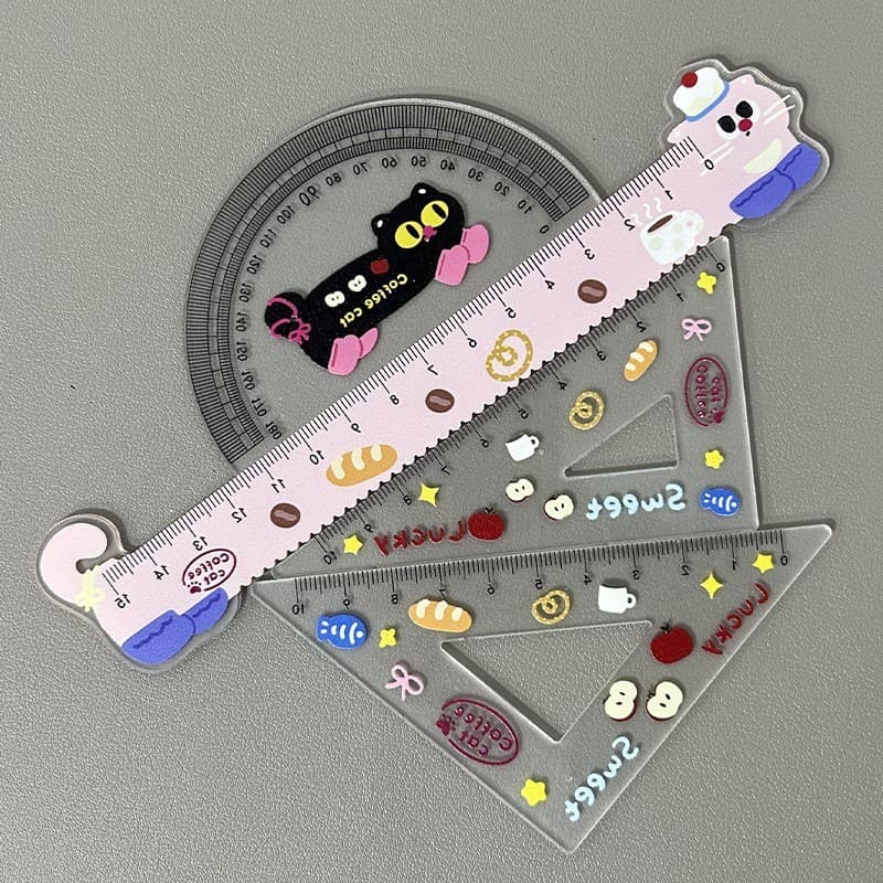 Pink kitten ruler set