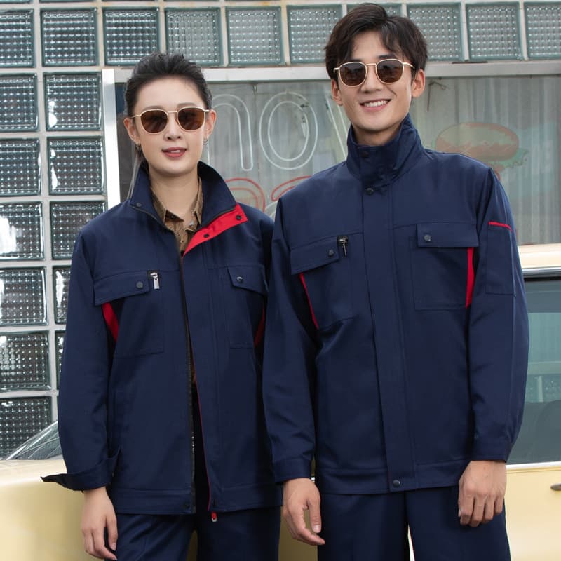 Navy blue and red suit