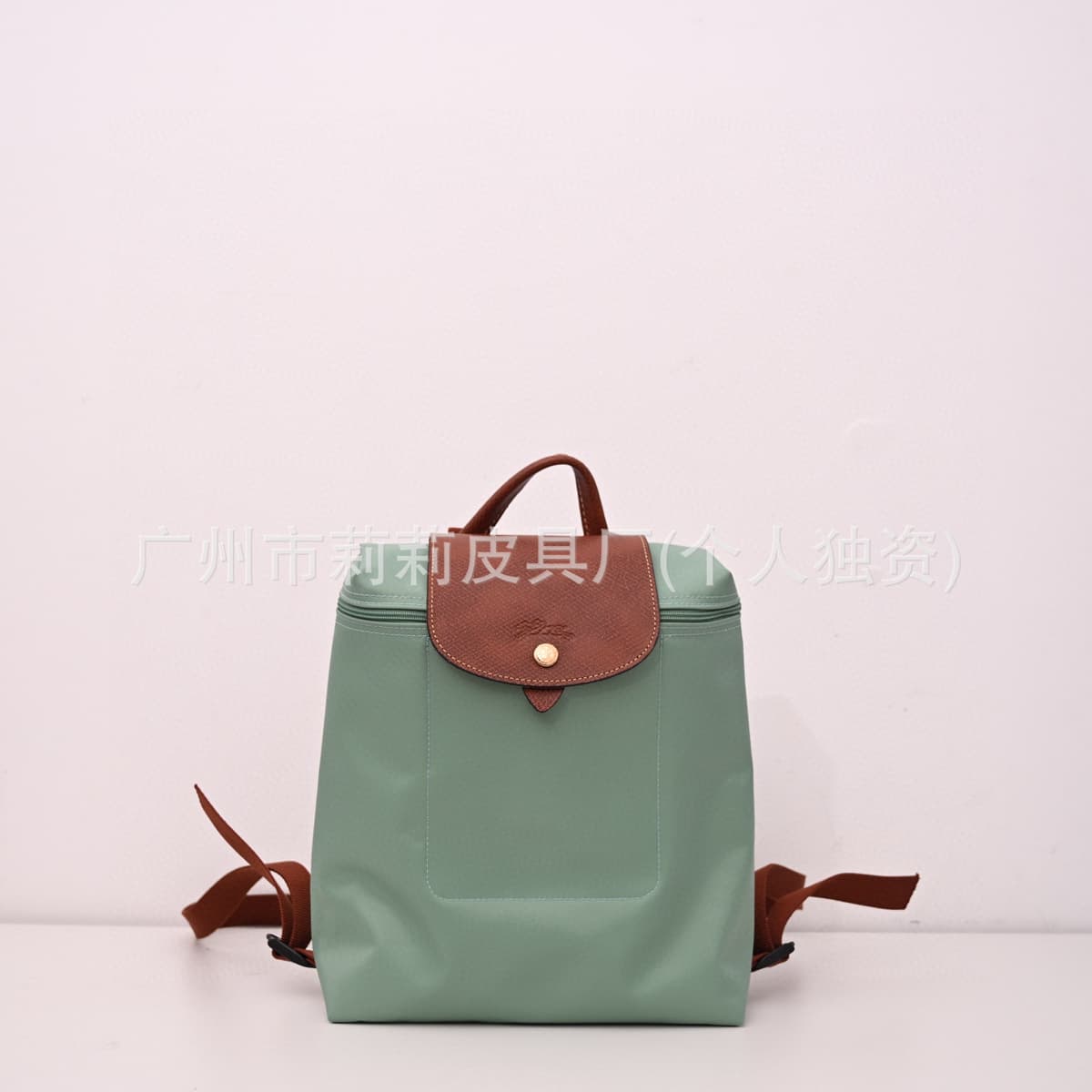 Original factory leather backpack - classic celadon green