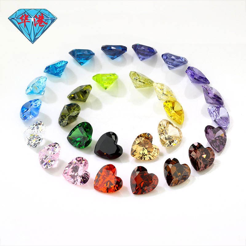 Huagang gem heart-shaped zircon bare stone ring wholesale white color pointed bottom AAA Hao stone main stone artificial drill 2