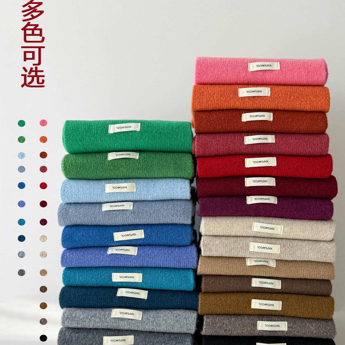 Glacier blue scarf% Australian pure wool women's autumn and winter warm knitted versatile women's neck warmer with a light luxury and high-end feel 2
