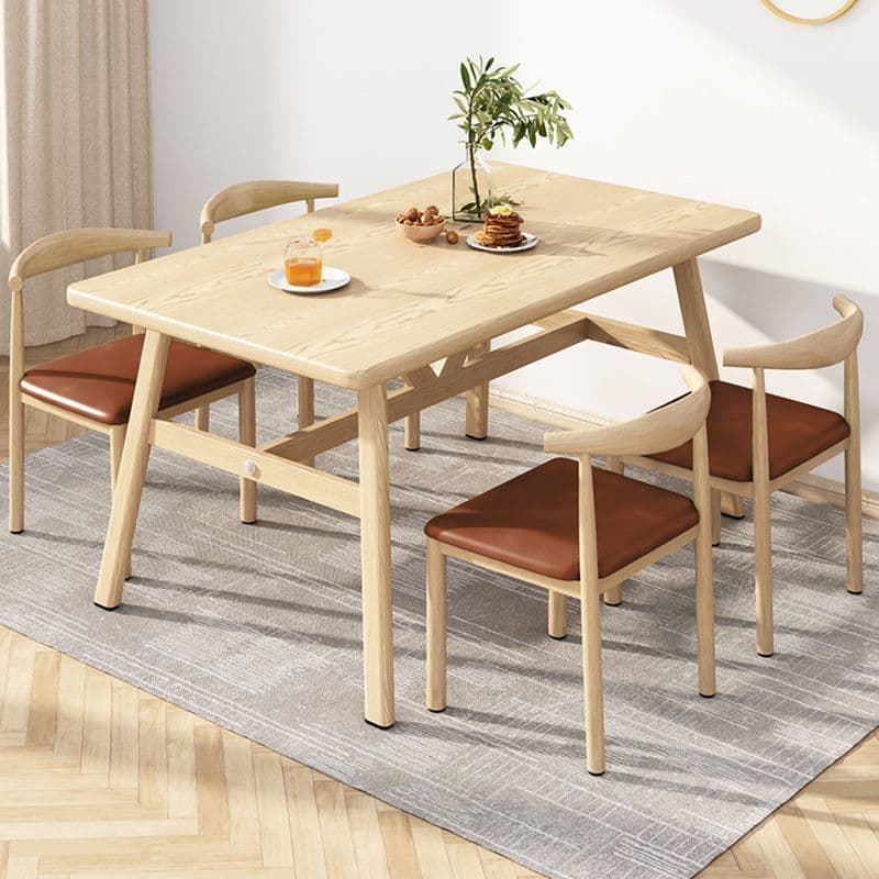 Log color 120*60 table and four chairs [brown leather]