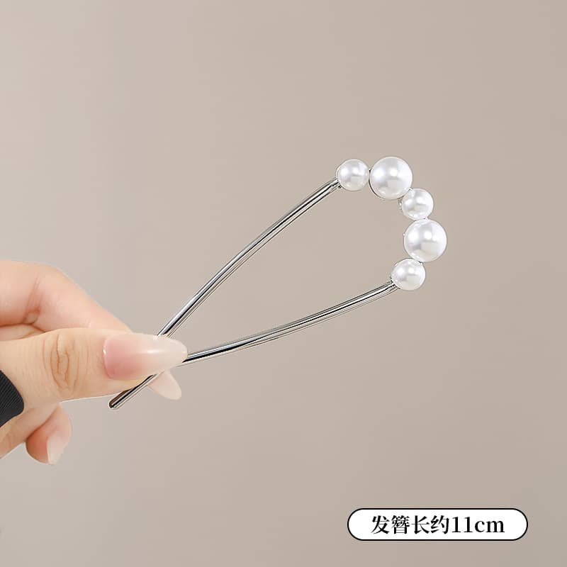 Five-bead hairpin-silver