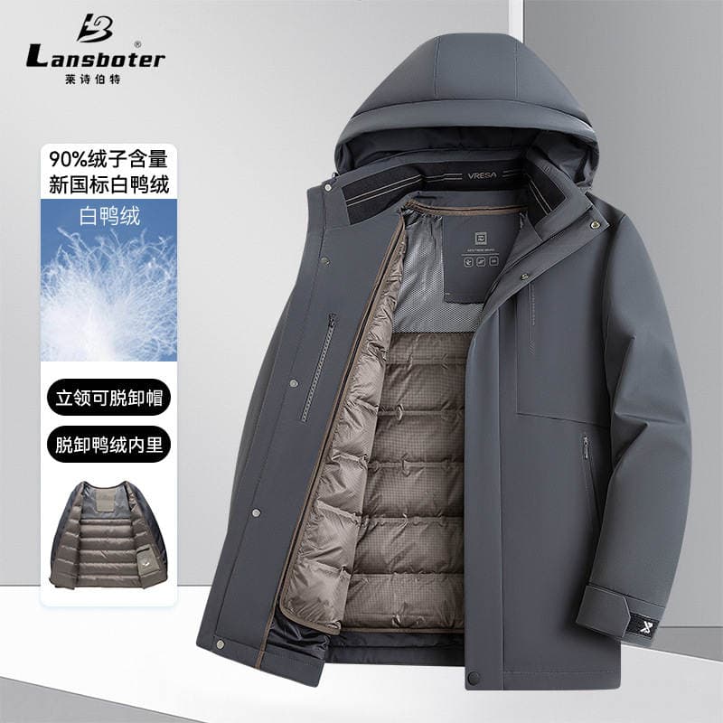 High-End Graphene Lining Men's New Winter down Jacket with Removable Inner Lining, Thickened and Warm, Dad-Style Coat 1