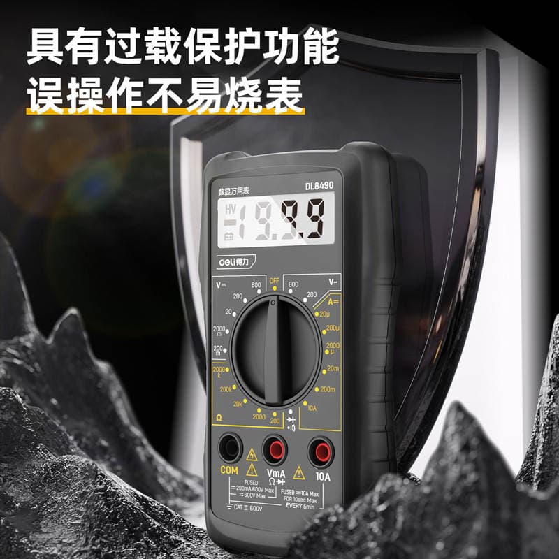 Deli Tool DL8490 Rəqəmsal Multimetr, Çoxfunksiyalı, Elektrik Təmiri üçün, Faza/Neytral Xətt Təyini 4