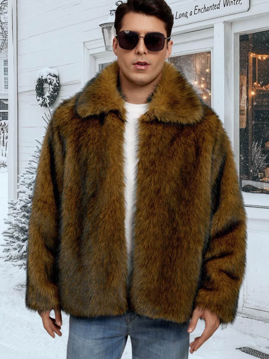 In-Stock European and American Cross-Border Trade New Winter Men's Lapel Fur Integrated Jacket Eco-Friendly Fur Coat 4
