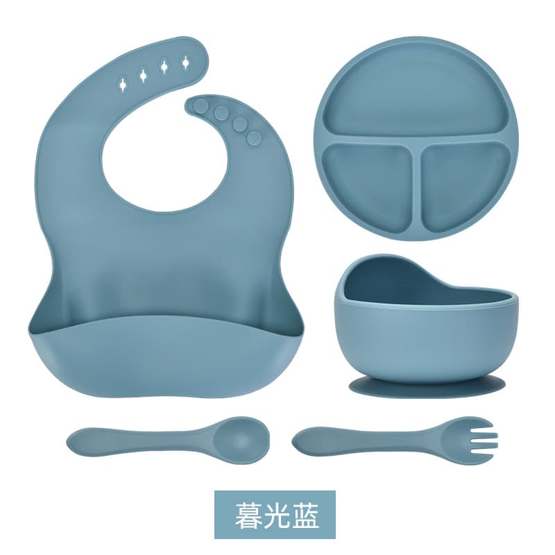 Twilight blue [5-piece tableware set with silicone fork and spoon]