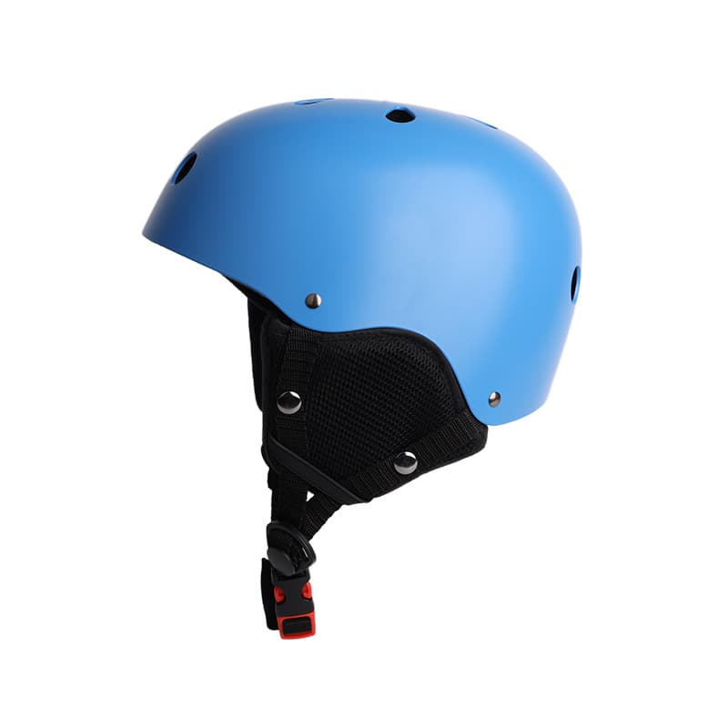 Blue ski helmet with plum blossom design, size s