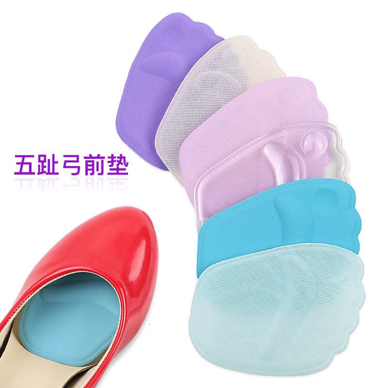 PU Five Toes Bow Front Half Pad Forefoot Half Size Pad Shock Absorber Pad High Heels Forefoot Pad Pad Cross Bow Support 1