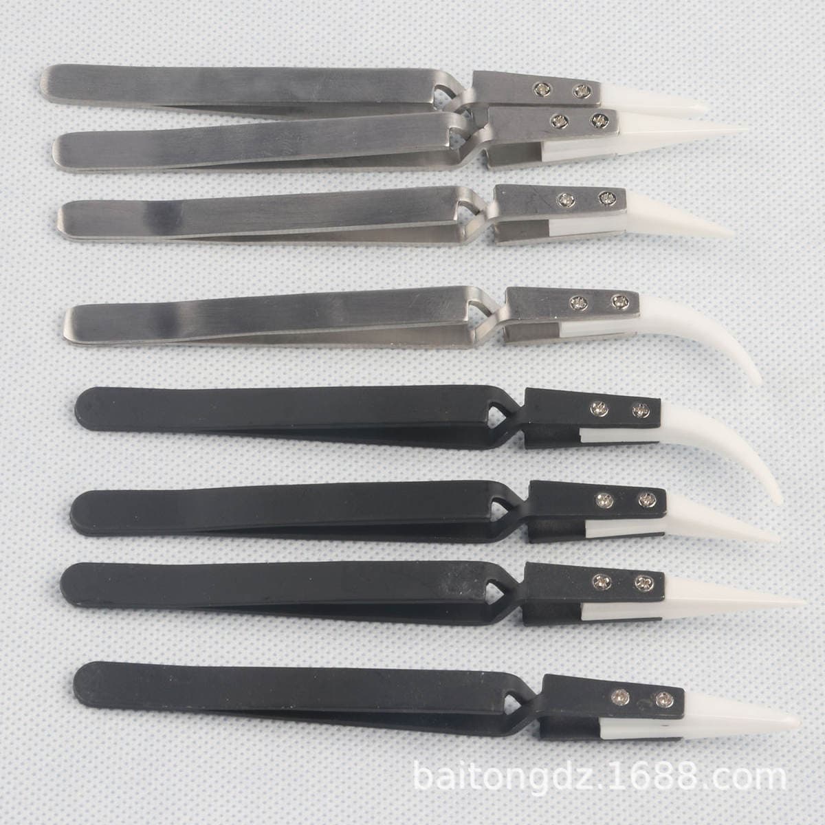 Reverse carbon fiber tweezers plastic head tweezers watch electronic anti-static interchangeable head Anti-conductive tweezers ESD- 2