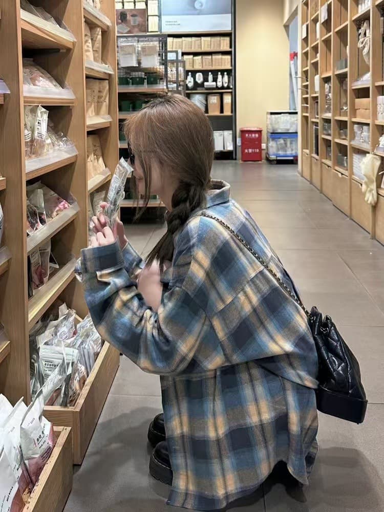 Coffee blue plaid
