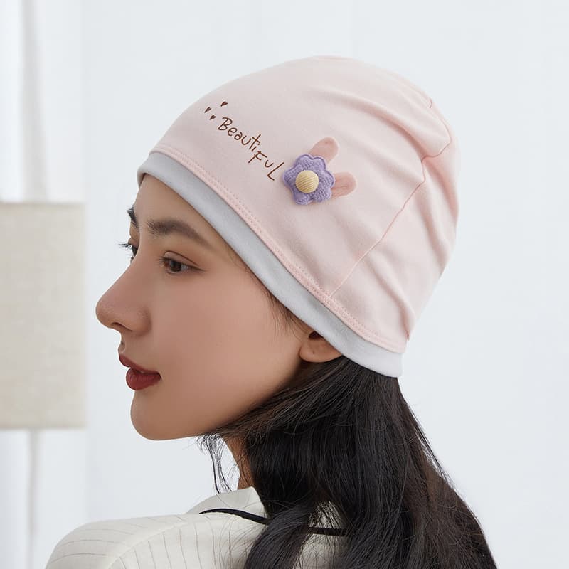 Thick material floral pink dome cap