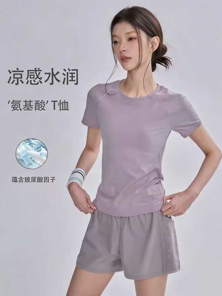 Quick-Drying Yoga Wear Short-Sleeved Women's Running Pilates Sports Top Summer Thin Elastic Slim Fitness T-Shirt New