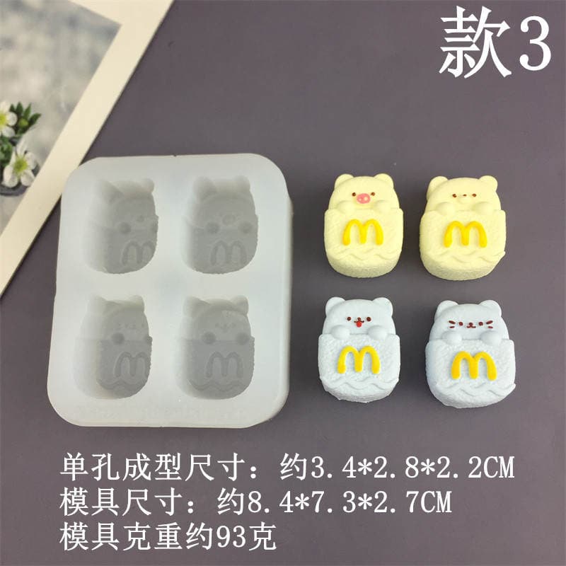 DIY Small Nose Crocodile Bunny Cat Small Animal Potato Cake Silicone Mold Fondant Cake Chocolate Drip Mold 5