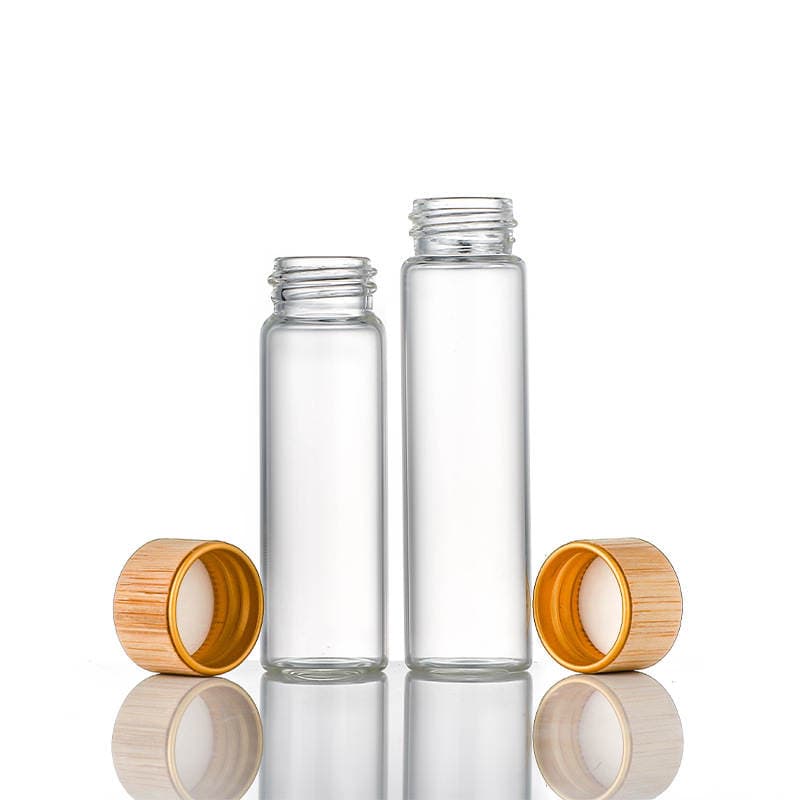 5ml Bamboo Lid Glass Sealed Bottle, Transparent Lead-Free Medicine Bottle, Flower Tea Bottle, Powder Coffee Bean Packaging Glass Bottle 4