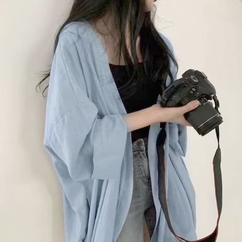 Sky blue high quality cotton and linen