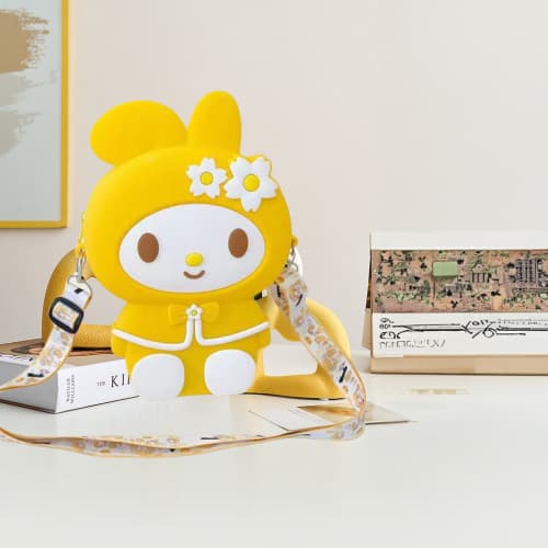 Double flower melody coin purse yellow