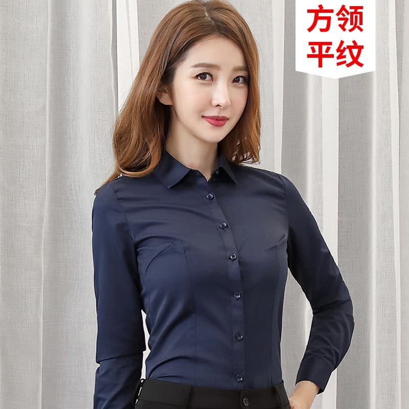 [square collar] navy blue long sleeve