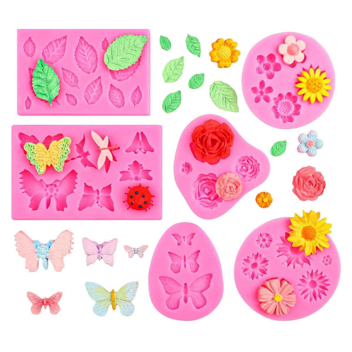 Daisy Rose Small Flower Silicone Mold DIY Leaf Fondant Cake Baking Mold Glue Resin Mold 2