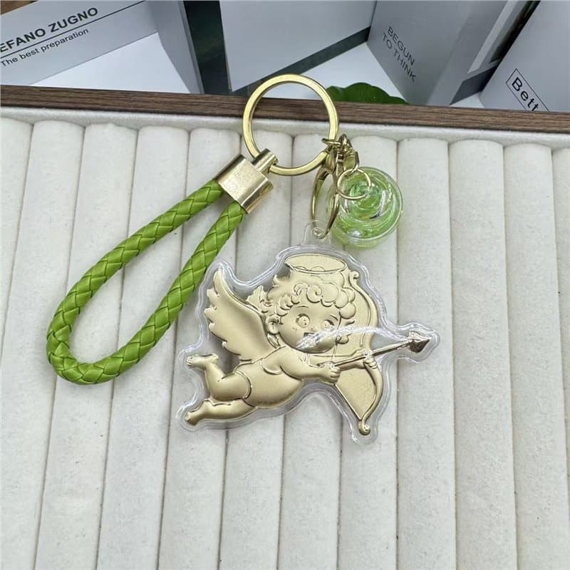 Cupid angel + green wishing bottle