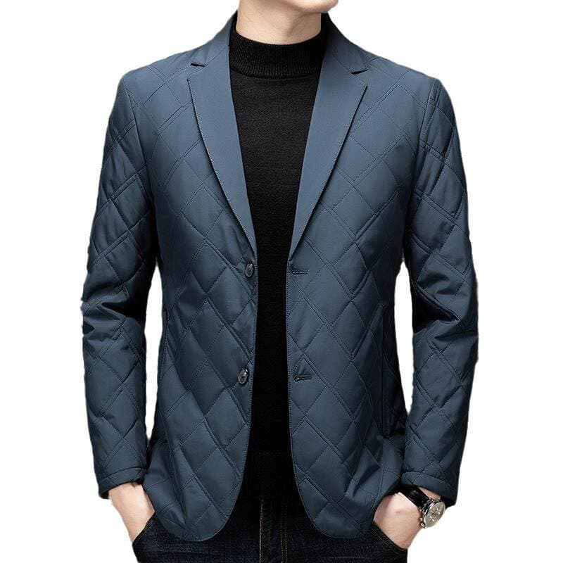 Autumn and Winter New Style Young and Middle-Aged Men's Cotton Coat Simple Casual Solid Color Thickened Lapel Suit Cotton Coat Wholesale 5